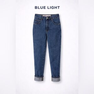 NWT Blue Light Italian Denim Jeans Size 30‎ Made in Italy Cuffed Hem Stretch